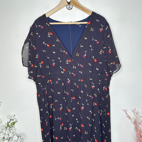 MADEWELL Tulip-Sleeve Maxi Dress Sweet Blossom August Juniper Berry Sz 20 {RR30} - Picture 2 of 8